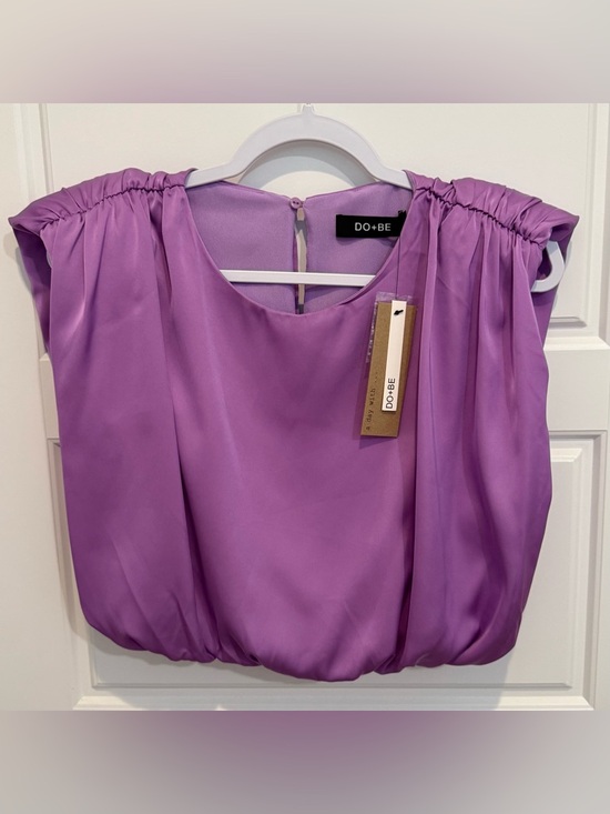 DO+BE Tops - DO+BE COLLECTION women’s Size Medium Cropped Satin Purple Bubble Top NWT
